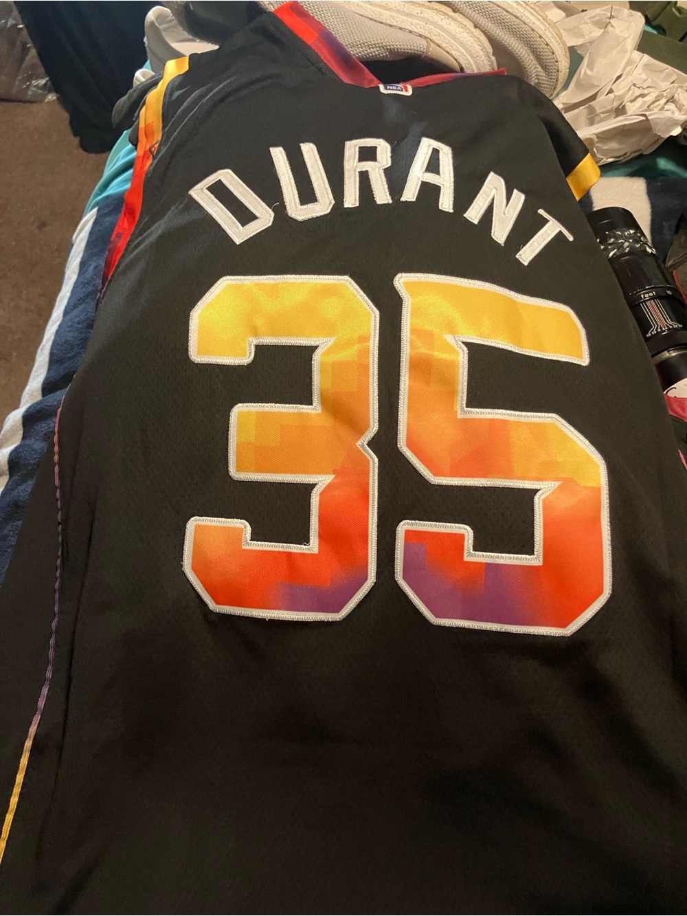 Kevin Durant Black Gradient Number 35 Basketball Jersey XL